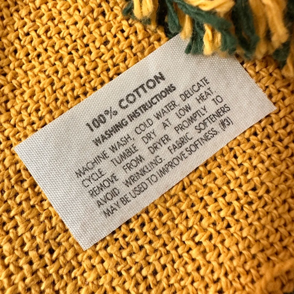 VTG Christmas Throw Blanket Green Gold Horn Holiday Traditional Cabin Grandma